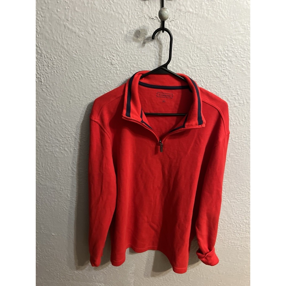 Club Room Mens 1/4 Zip Sweatshirt Red Size Large